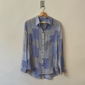 Equipment Patchwork Silk Shirt